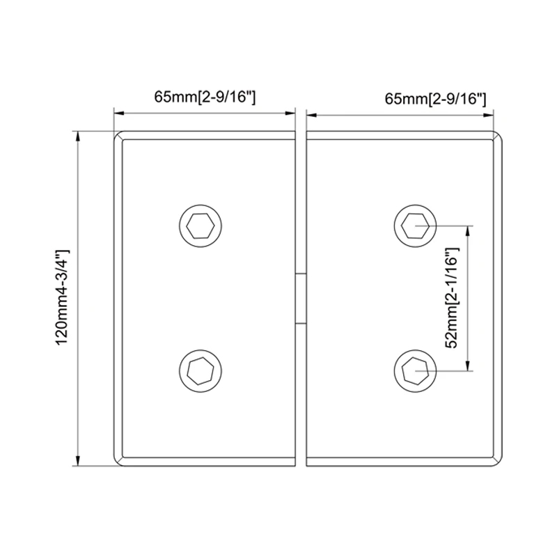 Beveled 360˚ Pivot Shower Door Hinges Size