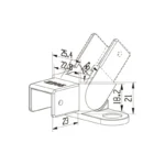 Square Top Rail 23x21mm Wall Bracket Vertical Adjustable-Right — WBA-S25X-VR — view 2