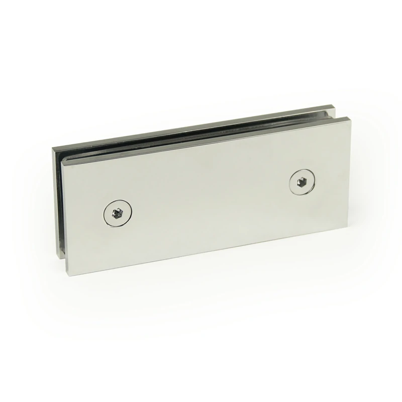 Mirror Chrome Finish 180° Glass to Glass Square Wall Mount & Glass Clamp — CV7ZB180