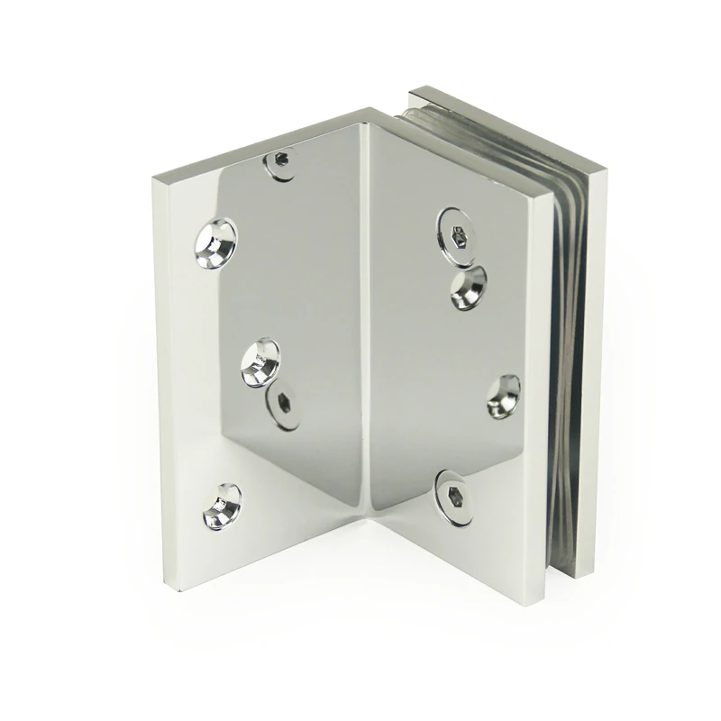 Mirror Chrome Finish Glass to Wall Square Wall Mount & Glass Clamp — CV9ZB90B