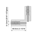 Beveled Profile 90° Glass to Glass Square Wall Mount & Glass Clamp — CV8302N — view 2