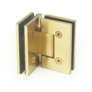 H14-Series Gold Beveled Profile with Covers Glass to Glass 90° Square Profile Shower Door Hinges — H14202N