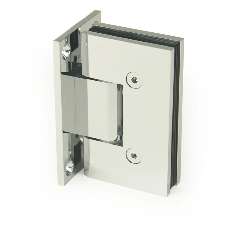 H13-Series Mirror Chrome Finish Beveled Profile with Covers Square Glass to Wall Shower Door Hinges — H13201N