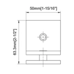 "T" Glass to Glass Square Wall Mount & Glass Clamp — CV6203T — view 2