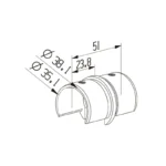 Round Rail Φ38.1mm 180º Straight Joiner — HR-38SJ — view 2