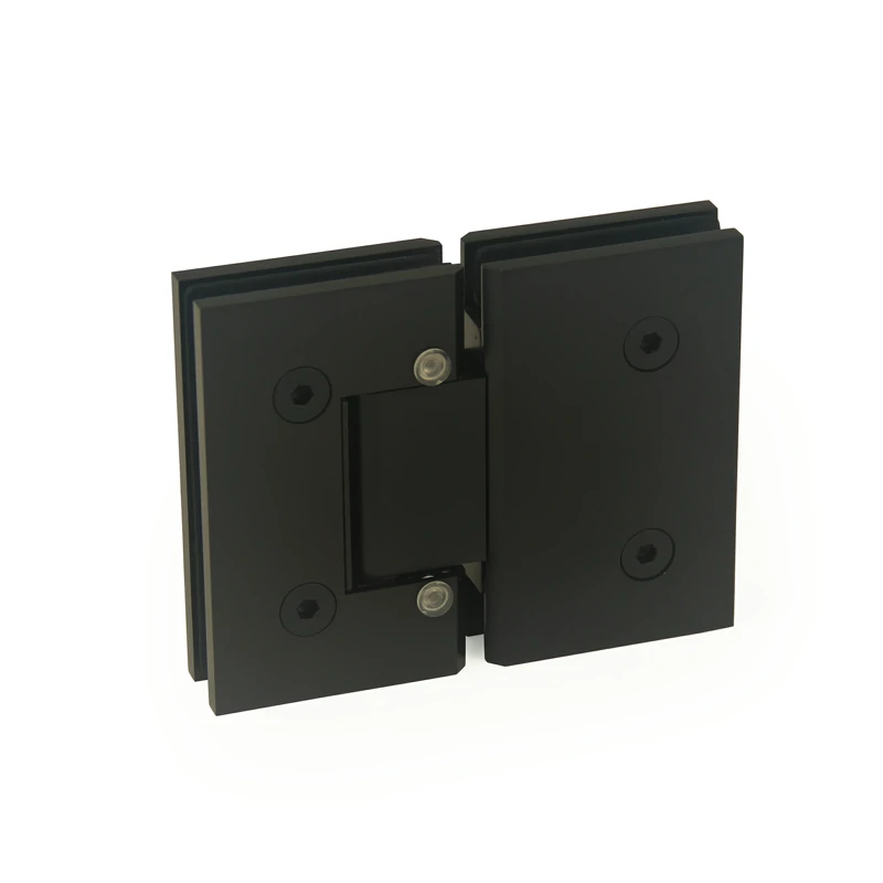 H14-Series Black Beveled Profile with Covers Glass to Glass 180° Square Profile Shower Door Hinges — H14A202E