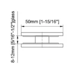 "Y" Inline Square Wall Mount & Glass Clamp — CV2201E — view 2
