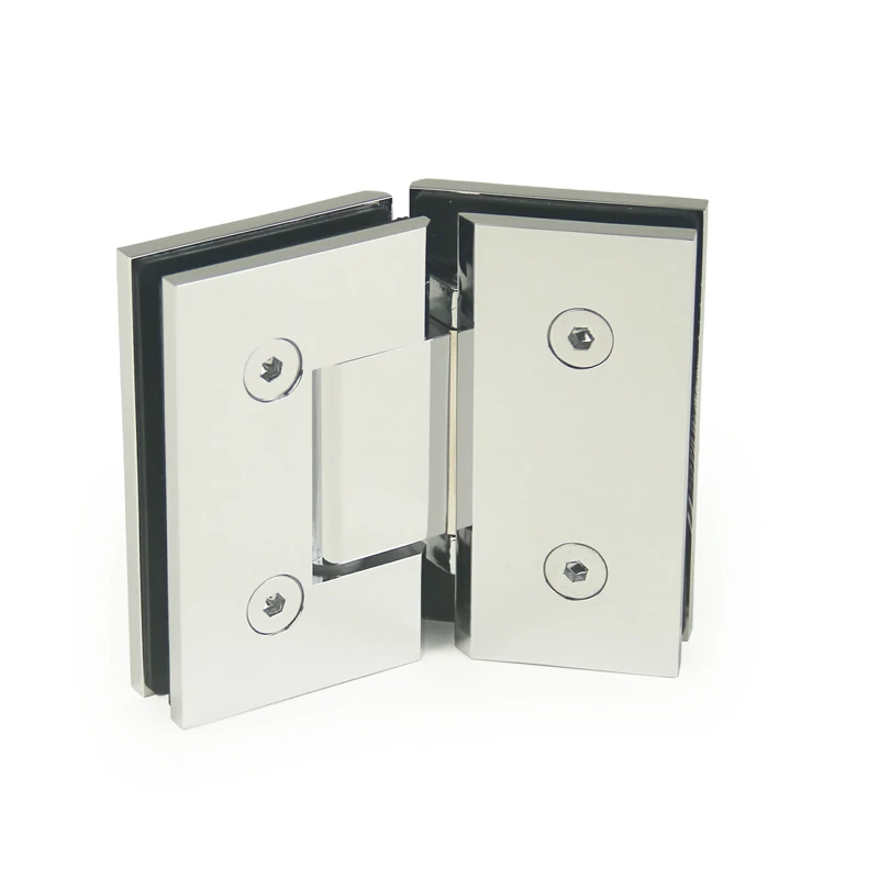 H14-Series Gold Beveled Profile with Covers Glass to Glass 135° Square Profile Shower Door Hinges — H14202M