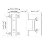 H14-Series Mirror Chrome Finish Beveled Profile with Covers Square Glass to Wall Shower Door Hinges — H14201N — view 3