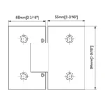 H14-Series Black Beveled Profile with Covers Glass to Glass 180° Square Profile Shower Door Hinges — H14A202E — view 2