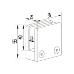 Stainless Steel Square Glass Clamp for Flat Surface — L6016-P — view 2