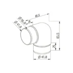 Round Rail Φ50.8mm 90º Joiner — HR-5090 — view 2