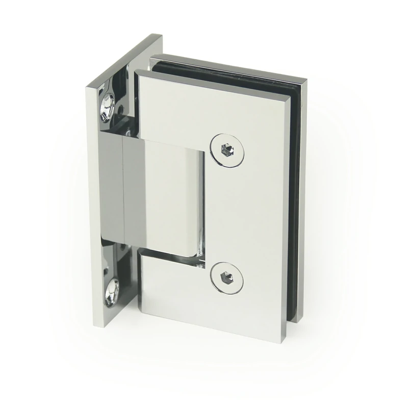 H14-Series Mirror Chrome Finish Beveled Profile with Covers Square Glass to Wall Shower Door Hinges — H14201N