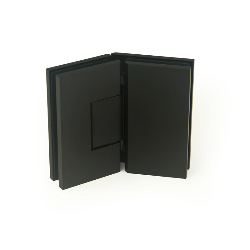 H10-Series Beveled Profile with Covers Black Square Profile 135° Glass to Glass Shower Door Hinges — H10CDA202M