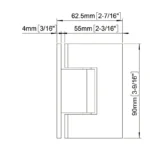 H1-Series Glass to Wall Square Profile Shower Door Hinges — H1201N — view 3