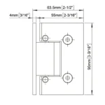 H14-Series Black Adjustable Allen Set Screws Square Profile Glass to Wall Shower Door Hinges — H14A201N — view 2