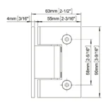 H8-Series Square Profile Glass to Wall Shower Door Hinges — H8201NP — view 2
