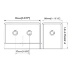 H8-Series Square 180° Pivot Shower Door Hinges — H8202TF — view 2