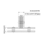 "T" Glass to Glass Square Wall Mount & Glass Clamp — CV6203T — view 3