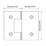 H8-Series Square Profile 180° Glass to Glass Shower Door Hinges — H8202E — view 2