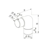 Round Rail Φ38.1mm 90º Joiner — HR-3890 — view 2